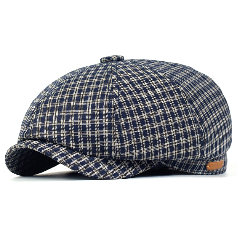Dad Hat Cotton - Topi Newsboy Kotak-kotak Musim Semi Musim