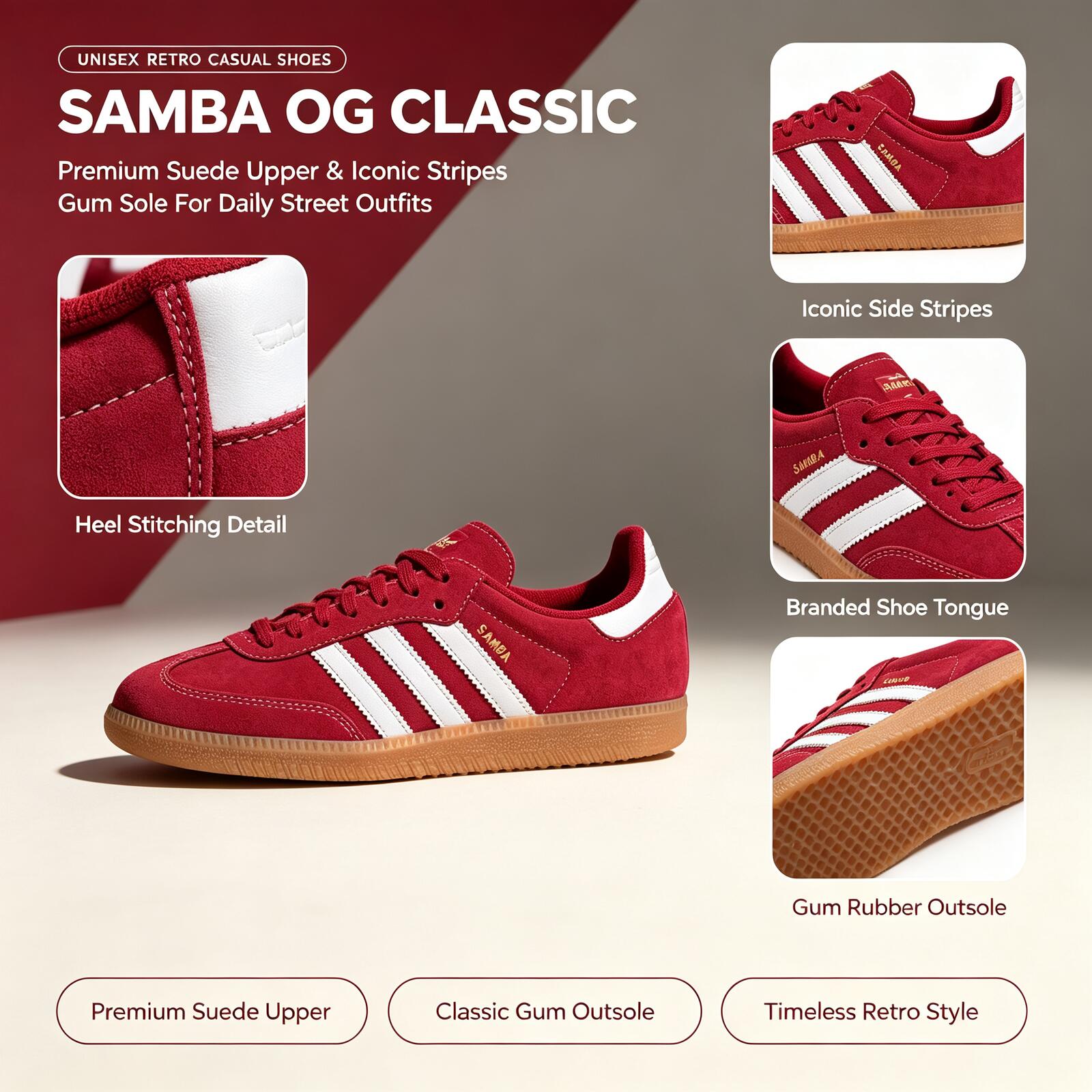 Adidas Shoes Samba - Sepatu Sneakers Retro Adidas Asli SAMBA