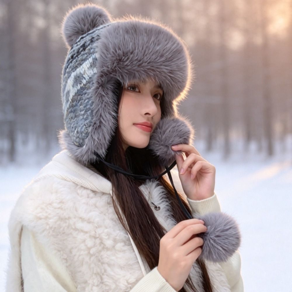 Topi Trapper Rajutan Poliester - Trapper Hat Ear Flap ulasan dan harga