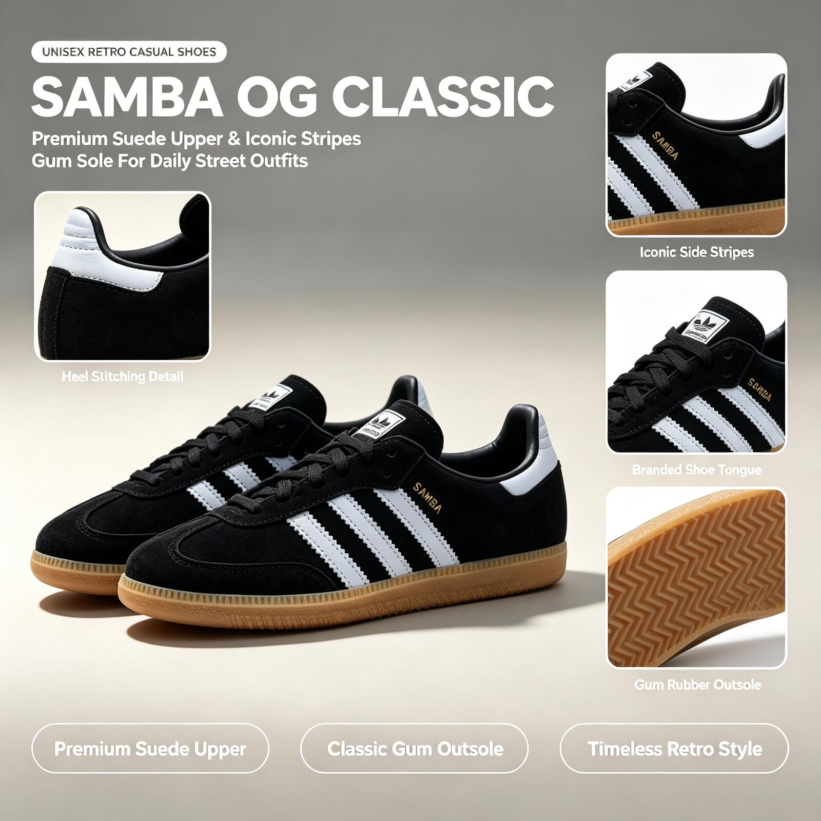 Sepatu Sneakers Retro Unisex A - Adidas Shoes Samba ulasan dan harga